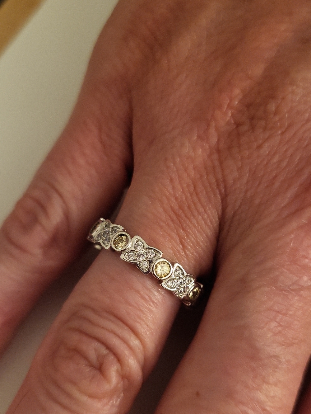 Sterling Silver CZ Floral Band Ring